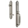 Grandeur Arc Solid Brass Rose Left Handed Keyed Entry Single Cylinder Full Plate "F" Grip Handleset with Georgetown Lever and 2-3/8" Backset Satin Nickel
