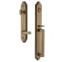 Grandeur Arc Solid Brass Rose Left Handed Keyed Entry Single Cylinder Full Plate "D" Grip Handleset with Georgetown Lever and 2-3/8" Backset Vintage Brass