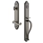 Grandeur Arc Solid Brass Rose Left Handed Keyed Entry Single Cylinder Full Plate "S" Grip Handleset with Newport Lever and 2-3/4" Backset Antique Pewter