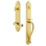 Grandeur Arc Solid Brass Rose Left Handed Keyed Entry Single Cylinder Full Plate "S" Grip Handleset with Newport Lever and 2-3/4" Backset Lifetime Brass