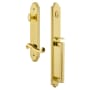 Grandeur Arc Solid Brass Rose Left Handed Keyed Entry Single Cylinder Full Plate "D" Grip Handleset with Newport Lever and 2-3/8" Backset Lifetime Brass