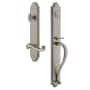Grandeur Arc Solid Brass Rose Left Handed Keyed Entry Single Cylinder Full Plate "S" Grip Handleset with Newport Lever and 2-3/4" Backset Satin Nickel