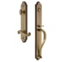 Grandeur Arc Solid Brass Rose Left Handed Keyed Entry Single Cylinder Full Plate "S" Grip Handleset with Newport Lever and 2-3/4" Backset Vintage Brass