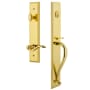 Grandeur Carre Solid Brass Rose Right Handed Keyed Entry Single Cylinder Full Plate "S" Grip Handleset with Bellagio Lever and 2-3/4" Backset Lifetime Brass