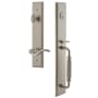 Grandeur Carre Solid Brass Rose Right Handed Keyed Entry Single Cylinder Full Plate "F" Grip Handleset with Bellagio Lever and 2-3/4" Backset Satin Nickel