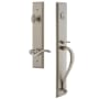 Grandeur Carre Solid Brass Rose Right Handed Keyed Entry Single Cylinder Full Plate "S" Grip Handleset with Bellagio Lever and 2-3/4" Backset Satin Nickel