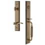 Grandeur Carre Solid Brass Rose Right Handed Keyed Entry Single Cylinder Full Plate "F" Grip Handleset with Bellagio Lever and 2-3/4" Backset Vintage Brass