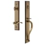 Grandeur Carre Solid Brass Rose Right Handed Keyed Entry Single Cylinder Full Plate "S" Grip Handleset with Bellagio Lever and 2-3/4" Backset Vintage Brass