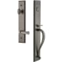 Grandeur Carre Solid Brass Rose Left Handed Keyed Entry Single Cylinder "S" Grip Handleset with Georgetown Lever and 2-3/4" Backset Antique Pewter