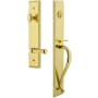 Grandeur Carre Solid Brass Rose Left Handed Keyed Entry Single Cylinder "S" Grip Handleset with Georgetown Lever and 2-3/4" Backset Lifetime Brass