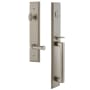 Grandeur Carre Solid Brass Rose Right Handed Keyed Entry Single Cylinder Full Plate "D" Grip Handleset with Georgetown Lever and 2-3/8" Backset Satin Nickel