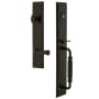 Grandeur Carre Solid Brass Rose Right Handed Keyed Entry Single Cylinder Full Plate "F" Grip Handleset with Georgetown Lever and 2-3/8" Backset Timeless Bronze