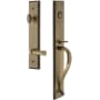 Grandeur Carre Solid Brass Rose Right Handed Keyed Entry Single Cylinder "S" Grip Handleset with Georgetown Lever and 2-3/8" Backset Vintage Brass