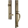 Grandeur Carre Solid Brass Rose Left Handed Keyed Entry Single Cylinder "S" Grip Handleset with Georgetown Lever and 2-3/4" Backset Vintage Brass