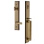 Grandeur Carre Solid Brass Rose Right Handed Keyed Entry Single Cylinder Full Plate "D" Grip Handleset with Georgetown Lever and 2-3/8" Backset Vintage Brass