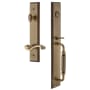 Grandeur Carre Solid Brass Rose Right Handed Keyed Entry Single Cylinder Full Plate "F" Grip Handleset with Portofino Lever and 2-3/8" Backset Vintage Brass