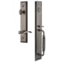 Grandeur Fifth Avenue Solid Brass Rose Left Handed Keyed Entry Single Cylinder Full Plate "F" Grip Handleset with Bellagio Lever and 2-3/8" Backset Antique Pewter