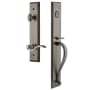 Grandeur Fifth Avenue Solid Brass Rose Right Handed Keyed Entry Single Cylinder Full Plate "S" Grip Handleset with Bellagio Lever and 2-3/8" Backset Antique Pewter