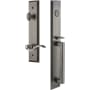 Grandeur Fifth Avenue Solid Brass Rose Left Handed Keyed Entry Single Cylinder "D" Grip Handleset with Bellagio Lever and 2-3/8" Backset Antique Pewter