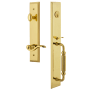 Grandeur Fifth Avenue Solid Brass Rose Left Handed Keyed Entry Single Cylinder Full Plate "F" Grip Handleset with Bellagio Lever and 2-3/8" Backset Lifetime Brass