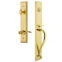 Grandeur Fifth Avenue Solid Brass Rose Right Handed Keyed Entry Single Cylinder Full Plate "S" Grip Handleset with Bellagio Lever and 2-3/8" Backset Lifetime Brass