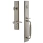 Grandeur Fifth Avenue Solid Brass Rose Left Handed Keyed Entry Single Cylinder Full Plate "F" Grip Handleset with Bellagio Lever and 2-3/8" Backset Satin Nickel