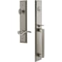 Grandeur Fifth Avenue Solid Brass Rose Left Handed Keyed Entry Single Cylinder "D" Grip Handleset with Bellagio Lever and 2-3/8" Backset Satin Nickel
