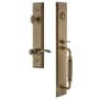 Grandeur Fifth Avenue Solid Brass Rose Left Handed Keyed Entry Single Cylinder Full Plate "F" Grip Handleset with Bellagio Lever and 2-3/8" Backset Vintage Brass