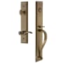 Grandeur Fifth Avenue Solid Brass Rose Right Handed Keyed Entry Single Cylinder Full Plate "S" Grip Handleset with Bellagio Lever and 2-3/8" Backset Vintage Brass