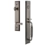 Grandeur Fifth Avenue Solid Brass Rose Right Handed Keyed Entry Single Cylinder Full Plate "F" Grip Handleset with Georgetown Lever and 2-3/4" Backset Antique Pewter