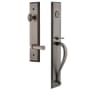 Grandeur Fifth Avenue Solid Brass Rose Left Handed Keyed Entry Single Cylinder Full Plate "S" Grip Handleset with Georgetown Lever and 2-3/8" Backset Antique Pewter
