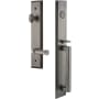 Grandeur Fifth Avenue Solid Brass Rose Right Handed Keyed Entry Single Cylinder "D" Grip Handleset with Georgetown Lever and 2-3/4" Backset Antique Pewter