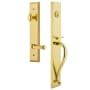 Grandeur Fifth Avenue Solid Brass Rose Left Handed Keyed Entry Single Cylinder Full Plate "S" Grip Handleset with Georgetown Lever and 2-3/8" Backset Lifetime Brass