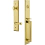 Grandeur Fifth Avenue Solid Brass Rose Right Handed Keyed Entry Single Cylinder "D" Grip Handleset with Georgetown Lever and 2-3/4" Backset Lifetime Brass