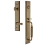 Grandeur Fifth Avenue Solid Brass Rose Right Handed Keyed Entry Single Cylinder Full Plate "F" Grip Handleset with Georgetown Lever and 2-3/4" Backset Vintage Brass