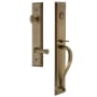 Grandeur Fifth Avenue Solid Brass Rose Left Handed Keyed Entry Single Cylinder Full Plate "S" Grip Handleset with Georgetown Lever and 2-3/8" Backset Vintage Brass