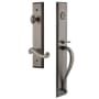 Grandeur Fifth Avenue Solid Brass Rose Right Handed Keyed Entry Single Cylinder Full Plate "S" Grip Handleset with Newport Lever and 2-3/8" Backset Antique Pewter