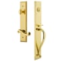 Grandeur Fifth Avenue Solid Brass Rose Right Handed Keyed Entry Single Cylinder Full Plate "S" Grip Handleset with Newport Lever and 2-3/8" Backset Lifetime Brass