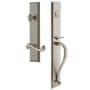 Grandeur Fifth Avenue Solid Brass Rose Right Handed Keyed Entry Single Cylinder Full Plate "S" Grip Handleset with Newport Lever and 2-3/8" Backset Satin Nickel