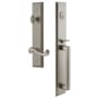 Grandeur Fifth Avenue Solid Brass Rose Right Handed Keyed Entry Single Cylinder Full Plate "D" Grip Handleset with Newport Lever and 2-3/8" Backset Satin Nickel