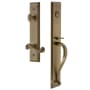 Grandeur Fifth Avenue Solid Brass Rose Right Handed Keyed Entry Single Cylinder Full Plate "S" Grip Handleset with Newport Lever and 2-3/8" Backset Vintage Brass