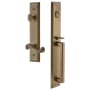 Grandeur Fifth Avenue Solid Brass Rose Right Handed Keyed Entry Single Cylinder Full Plate "D" Grip Handleset with Newport Lever and 2-3/8" Backset Vintage Brass