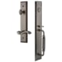 Grandeur Fifth Avenue Solid Brass Rose Left Handed Keyed Entry Single Cylinder Full Plate "F" Grip Handleset with Portofino Lever and 2-3/8" Backset Antique Pewter