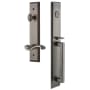 Grandeur Fifth Avenue Solid Brass Rose Right Handed Keyed Entry Single Cylinder Full Plate "D" Grip Handleset with Portofino Lever and 2-3/4" Backset Antique Pewter
