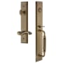 Grandeur Fifth Avenue Solid Brass Rose Left Handed Keyed Entry Single Cylinder Full Plate "F" Grip Handleset with Portofino Lever and 2-3/8" Backset Vintage Brass