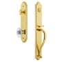 Grandeur Arc Solid Brass Rose Dummy Full Plate 'S' Grip Handleset with Burgundy Crystal Knob Lifetime Brass