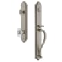Grandeur Arc Solid Brass Rose Dummy Full Plate 'S' Grip Handleset with Burgundy Crystal Knob Satin Nickel