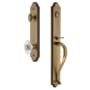 Grandeur Arc Solid Brass Rose Dummy Full Plate 'S' Grip Handleset with Burgundy Crystal Knob Vintage Brass