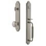 Grandeur Arc Solid Brass Rose Dummy Full Plate "C" Grip Handleset with Fifth Avenue Knob Satin Nickel
