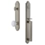 Grandeur Arc Solid Brass Rose Dummy Full Plate "D" Grip Handleset with Hyde Park Knob Satin Nickel